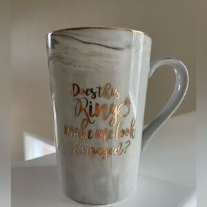 Beautiful marbled ceramic mug with matching cover or coaster. Engagement gift 💛